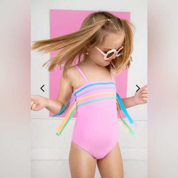 BEACH LINGO EUC SZ 4/5 Pink Swimsuit with Colorful Tassels - Picture 7 of 7